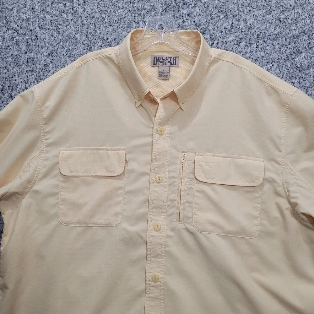 Duluth Trading Co Mens XL Yellow Ripstop Fishing Hiking Long Sleeve Button Shirt - Picture 2 of 9
